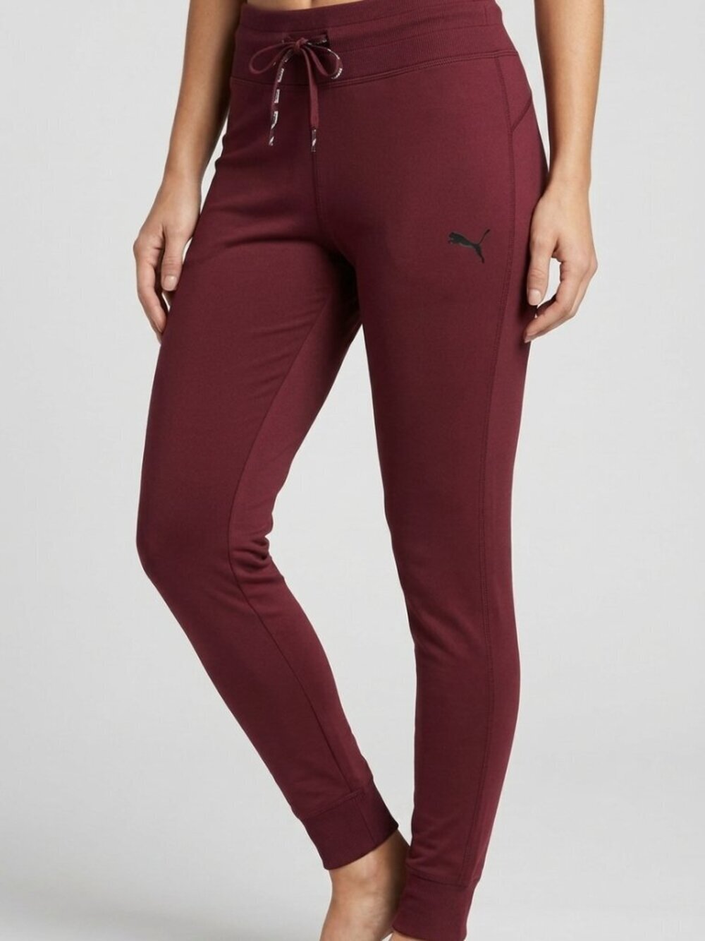 Puma Burgundy High-Waisted Joggers – Luxe Lounge Fit – Size XL